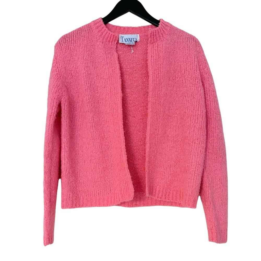 Vintage 80s Pink Wool Blend Knit Cardigan Sweater